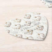 Chic Cream Grey Hearts Ornaments Wedding Kartonnen Onderzetters (Gekanteld)