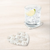 Chic Cream Grey Hearts Ornaments Wedding Kartonnen Onderzetters (Insitu)