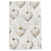 Chic Cream Grey Hearts Ornaments Wedding Medium Cadeauzakje (Voorkant)
