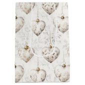 Chic Cream Grey Hearts Ornaments Wedding Medium Cadeauzakje (Achterkant)