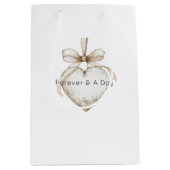 Chic Cream Grey Hearts Ornaments Wedding Medium Cadeauzakje (Voorkant)