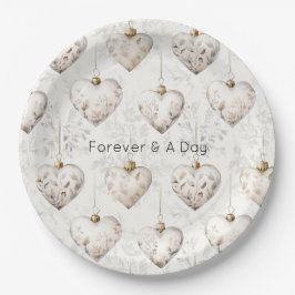 Chic Cream Grey Hearts Ornaments Wedding Papieren Bordje