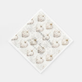 Chic Cream Grey Hearts Ornaments Wedding Servet (Hoek)