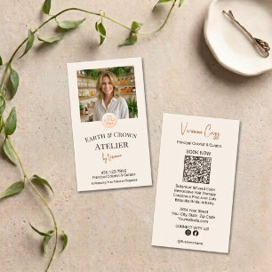 Chic Cream Hair Atelier Stylist Foto Logo QR Visitekaartje