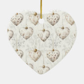 Chic Cream Hearts Gold Ribbon Christmas Keramisch Ornament (Achterkant)