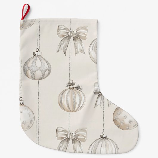 Chic Cream Kerstversiering Grote Kerstsok (Voorkant)