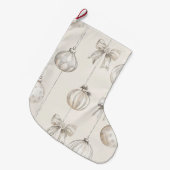 Chic Cream Kerstversiering Grote Kerstsok (Voorkant (Hangend))