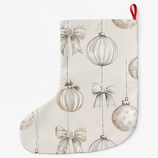 Chic Cream Kerstversiering Grote Kerstsok (Achterkant)