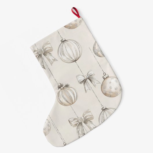 Chic Cream Kerstversiering Grote Kerstsok (Achterkant (Hangend))