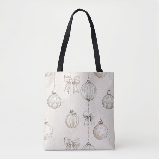Chic Cream Kerstversiering Tote Bag (Voorkant)