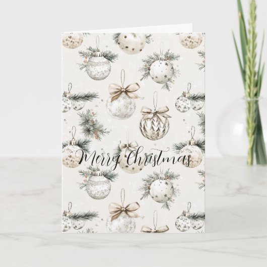 Chic Cream Ornaments Christmas Kaart (Voorkant)