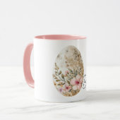 Chic Cream Pink Spring Flowers Easter Egg  Mok (Voorkant links)