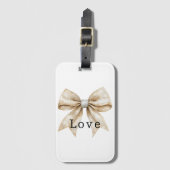 Chic Cream Silver Glam Bow Love Bagagelabel (Voorkant (verticaal))