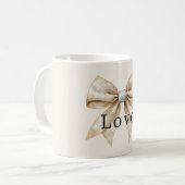 Chic Cream Silver Glam Bow Love Koffiemok (Voorkant links)