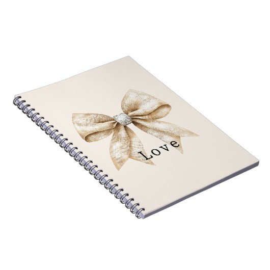 Chic Cream Silver Glam Bow Love Notitieboek (Rechterzijde)
