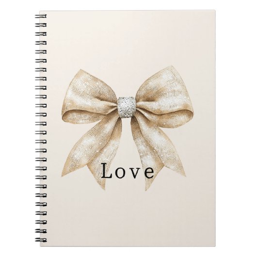 Chic Cream Silver Glam Bow Love Notitieboek (Voorkant)