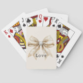 Chic Cream Silver Glam Bow Love Pokerkaarten (Achterkant)