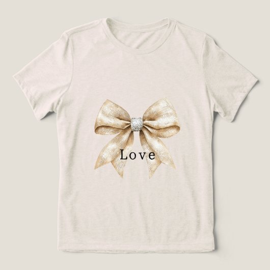 Chic Cream Silver Glam Bow Love Tri-Blend Shirt (Design voorkant)