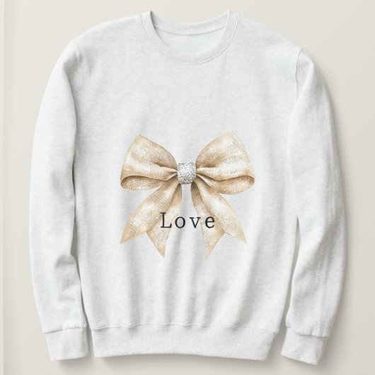 Chic Cream Silver Glam Bow Love Trui (Design voorkant)