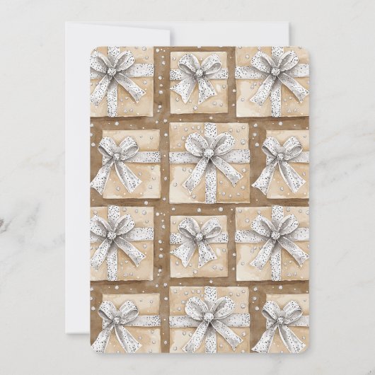 Chic Cream Silver Glam Bow Verjaardag Kaart (Achterkant)