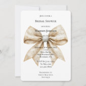 Chic Cream Silver Glam Bow Vrijgezellenfeest Kaart (Voorkant)