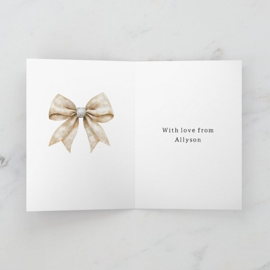 Chic Cream Silver Glam Bow Vrijgezellenfeest Kaart (Binnen)