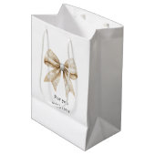 Chic Cream Silver Glam Bow Vrijgezellenfeest Medium Cadeauzakje (Voorkant Gekanteld)