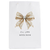 Chic Cream Silver Glam Bow Vrijgezellenfeest Medium Cadeauzakje (Voorkant)