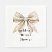 Chic Cream Silver Glam Bow Vrijgezellenfeest Servet (Voorkant)
