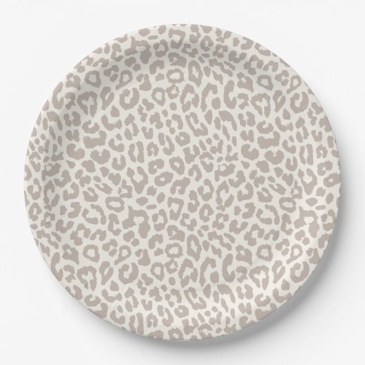 Chic Cream Taupe Animal Print Papieren Bordje (Voorkant)