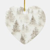 Chic Cream Trees Gold Ribbon Christmas Keramisch Ornament (Achterkant)