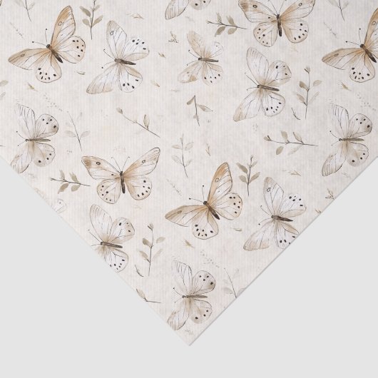 Chic Cream Vlinders Verjaardag Tissuepapier (Detail)