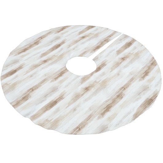Chic Cream White Brown Stripes Kerstboom Rok (Gekanteld)