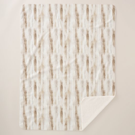 Chic Cream White Brown Stripes Sherpa Deken (Voorkant)