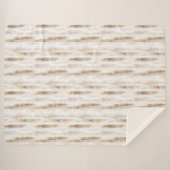 Chic Cream White Brown Stripes Sherpa Deken (Voorkant (horizontaal))
