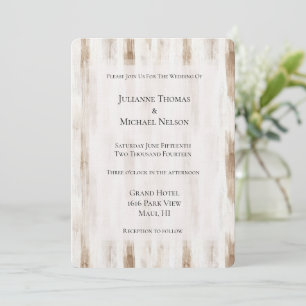 Chic Cream White Brown Stripes Trouwen Kaart