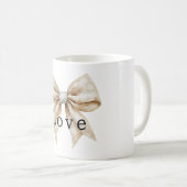 Chic Cream White Silver Glam Bow Love Koffiemok (Voorkant rechts)