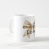 Chic Cream White Silver Glam Bow Love Koffiemok (Voorkant links)