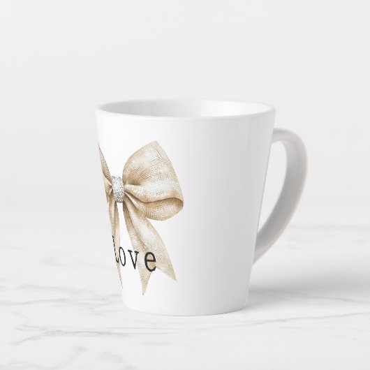 Chic Cream White Silver Glam Bow Love Latte Mok (Rechterhoek)