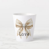 Chic Cream White Silver Glam Bow Love Latte Mok (Voorkant)