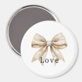 Chic Cream White Silver Glam Bow Love Magneet (Voorkant / Achterkant)