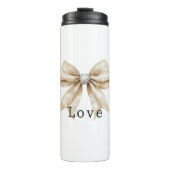 Chic Cream White Silver Glam Bow Love Thermosbeker (Voorkant)