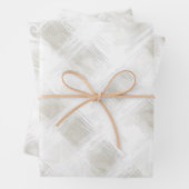 Chic Cream White Stripes Wedding Inpakpapier Vel (In situ)