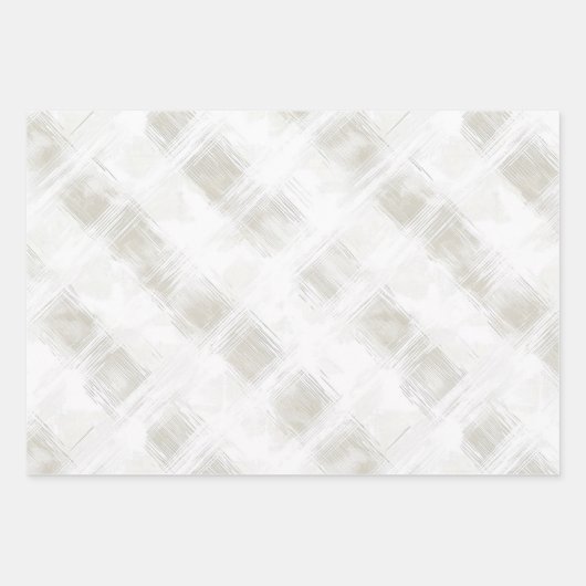 Chic Cream White Stripes Wedding Inpakpapier Vel (Voorkant)