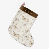 Chic Cream Witte Bruine Vlinders Kerstmis Grote Kerstsok (Voorkant (Hangend))