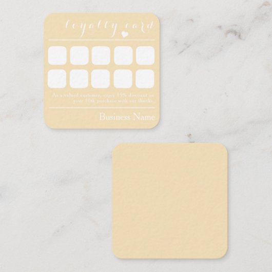 CHIC CREAMY YELLOW 10 PUNCH BUSINESS LOYALITEIT KA VIERKANTE VISITEKAARTJE (Voorkant / Achterkant)