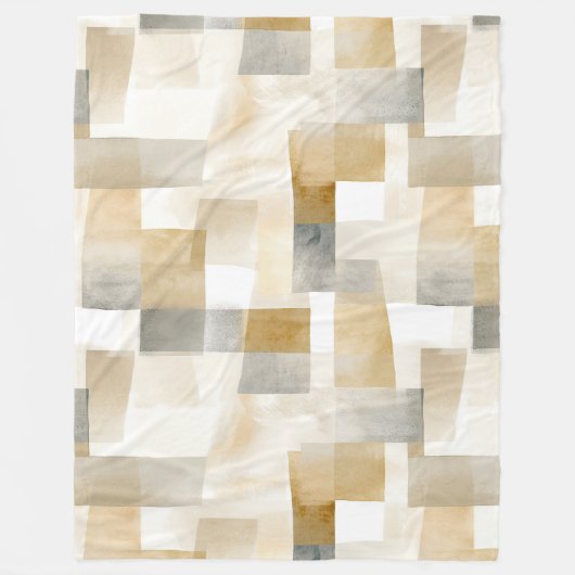 Chic Crème Bruin Abstract Fleece Deken (Voorkant)