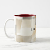 Chic Crème Bruin Abstract Tweekleurige Koffiemok (Links)