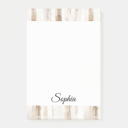 Chic Crème Bruine Strepen Post-it® Notes (Voorkant)