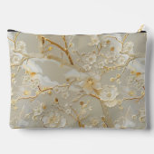 Chic crème gouden bloemmotief etui (Achterkant)